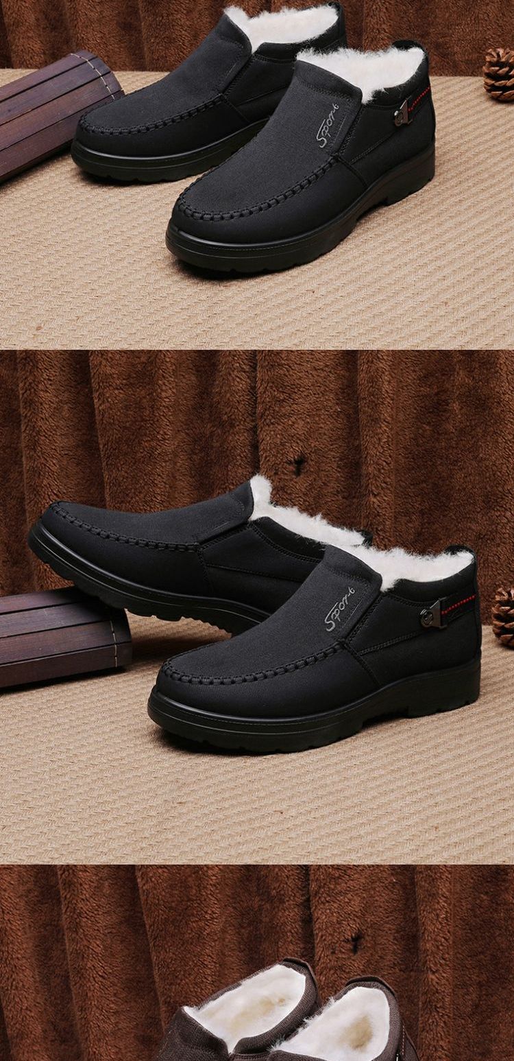 Giày vải Bắc Kinh cũ Giày cotton nam mùa đông cao để giúp làm dày len để giữ ấm cho người cha trung niên cỡ lớn ủng cotton 4546 yard giày thể thao bitis