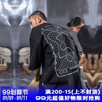 STREAMLET CHEN:OVERSIZE TEE double solid horse side theme copywriting loose T-shirt