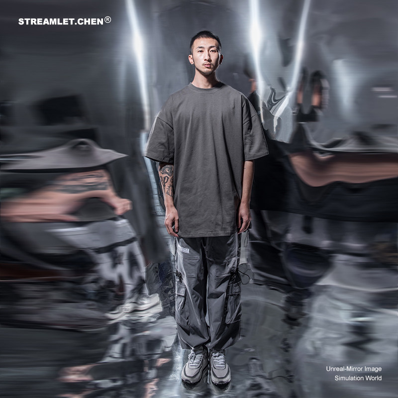 STREAMLET CHENER: GEOMETRY PANTS GEOMETRIC POCKET SPLICING DESIGN FUNCTIONAL CASUAL PANTS