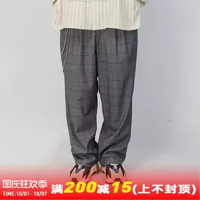 STR:WESTERN-STLE pantings design loose plaid trousers (including removable hanging)