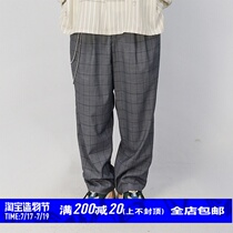 STR: WESTERN-STLE PANTS HANGING design LOOSE PLAID TROUSERS (with removable hanging chain)