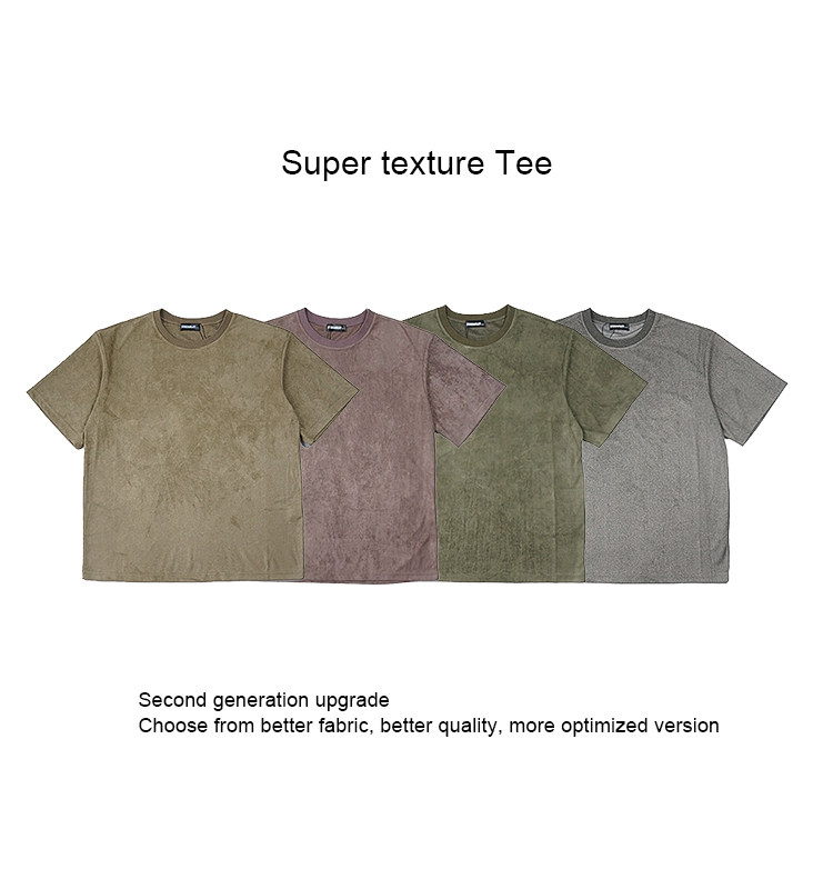 STREAMLET. CHEN:OVERSIZE TEE solid color texture smooth suede loose short sleeve t-shirt