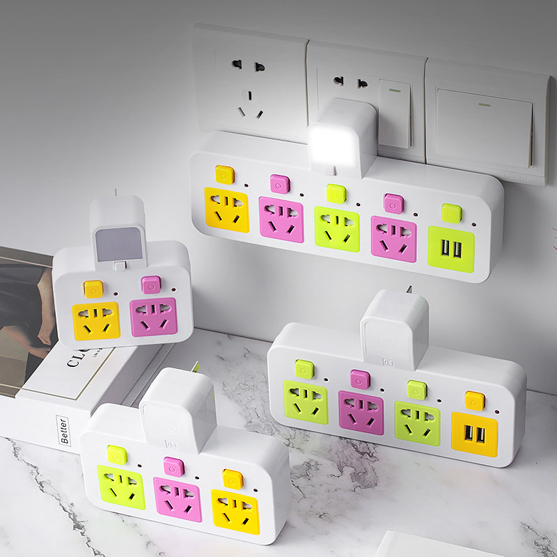 Household plug row Wireless multi-function without wire universal plug converter with USB charging socket Panel porous