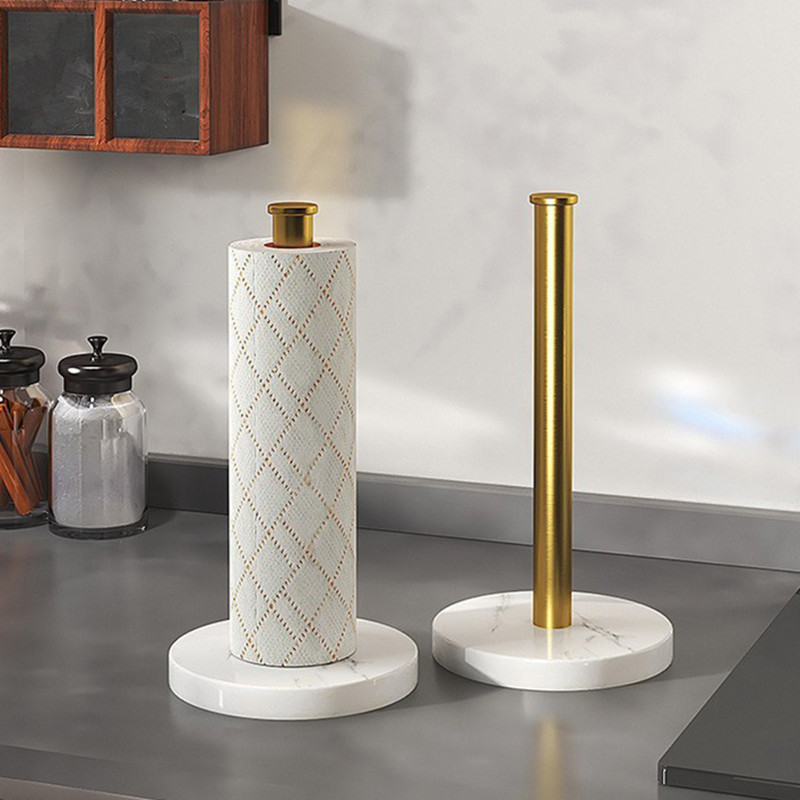 Kitchen Paper Towel Holder Metal Vertical Roll Paper Holder Simple Multi-Functional Storage Rack Household Countertop Plastic Wrap Storage Rack