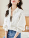 2025 New Pure Cotton White Shirt for Women, Spring and Autumn Style, Long-Sleeved Versatile Loose Casual Top for Women