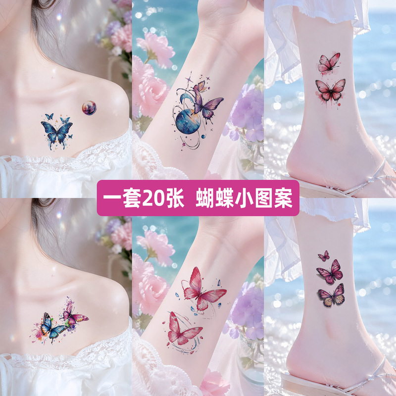 Colorful Small Butterfly Tattoo Stickers for Women, Waterproof, for Collarbone, Chest, Wrist, Sexy, Gentle, Sweet, Summer Vibe