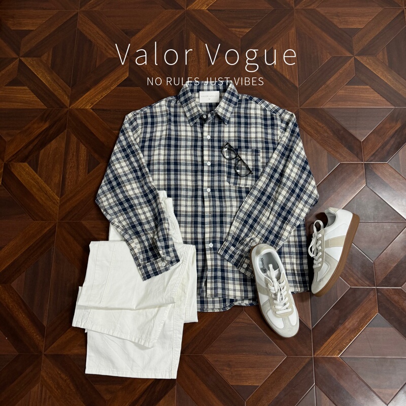 Valor Vogue 2026 Autumn New American Style Pure Cotton Lapel Single-Breasted Button Plaid Long-Sleeve Shirt for Men Valor Vogue 2026 Autumn New American Style Pure Cotton Lapel Single-Breasted Button Plaid Long-Sleeve Shirt for Men