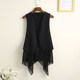 Spring and summer irregular chiffon vest for women mid-length thin sleeveless suit vest new style 2024