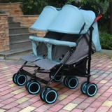 Складная детская коляска для близнецов с сидением для двоих на четырех колесах, можно сидеть и лежать, дракон и феникс