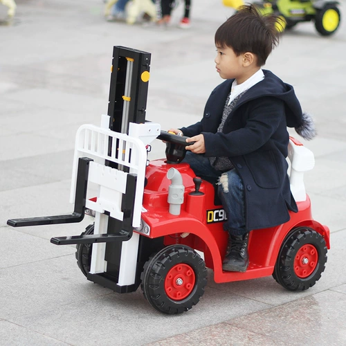 Электрический вилочный погрузчик, игрушечная машина с сидением, большой экскаватор для мальчиков
