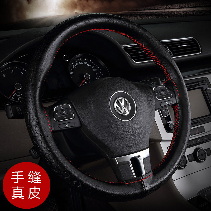 Car steering wheel cover genuine leather hand seam to cover the four seasons universal Fox Magotan handlebar sleeve steering wheel leather sleeve