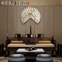 New Chinese fan-shaped wrought iron wall hanging parts living room porch TV background wall decorations model room soft wall decoration