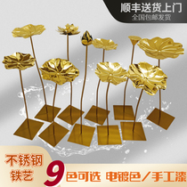 Stainless steel lotus leaf ornaments wrought iron lotus leaf ornaments waterscape lotus leaf decoration garden pool floor decoration