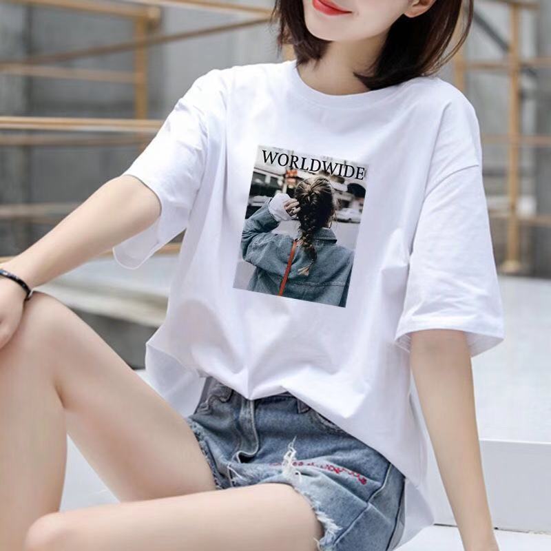 White T-Shirt for Women, Loose Fit, Plus Size, Inner Layer, Half-Sleeve, Korean Style, Spring/Summer New Model 2026, Short Sleeve, Trendy
