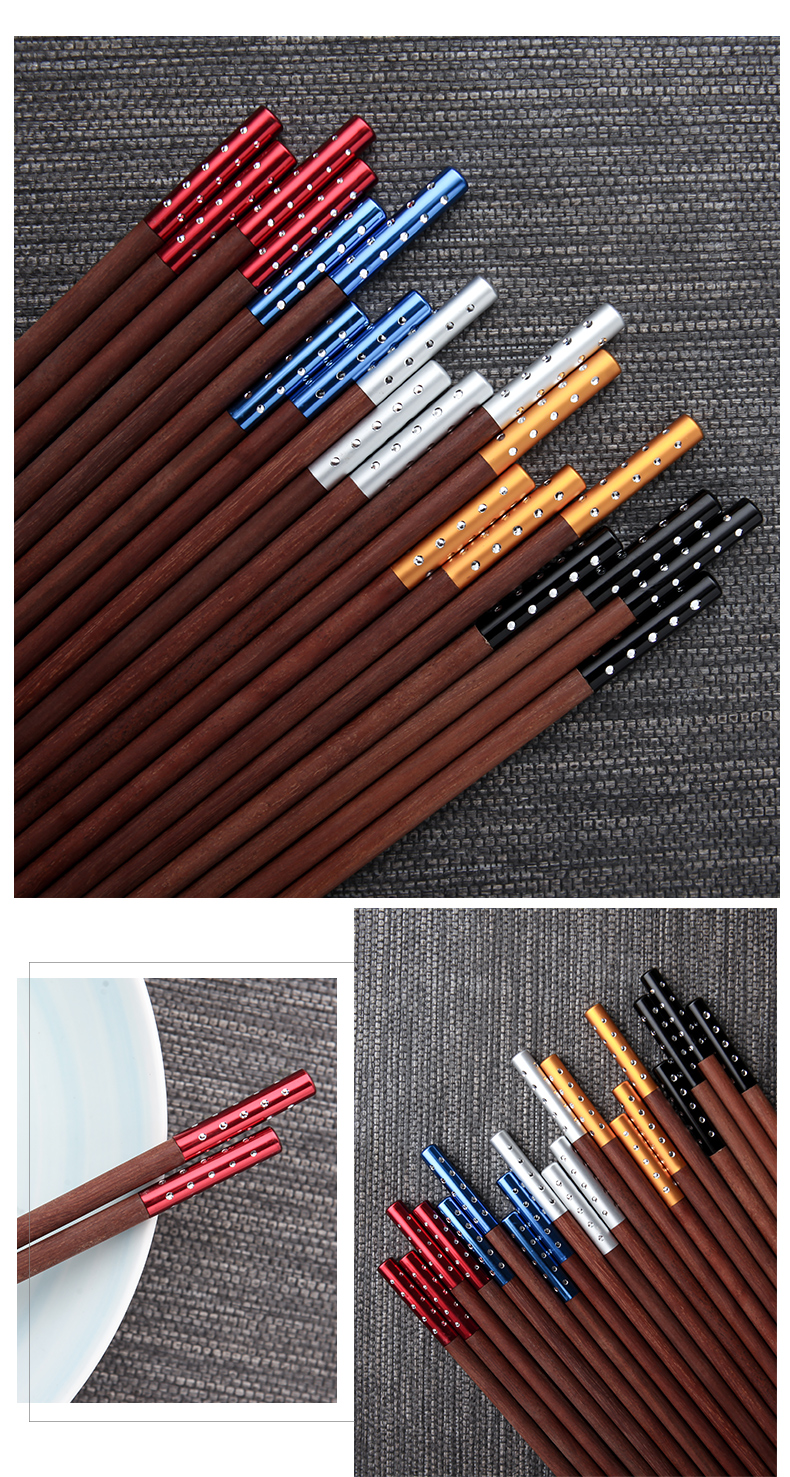 【 10 pairs of pack 】 alloy without lacquer idea for mahogany chopsticks that occupy the home hotel household mahogany chopsticks tableware chopsticks meal