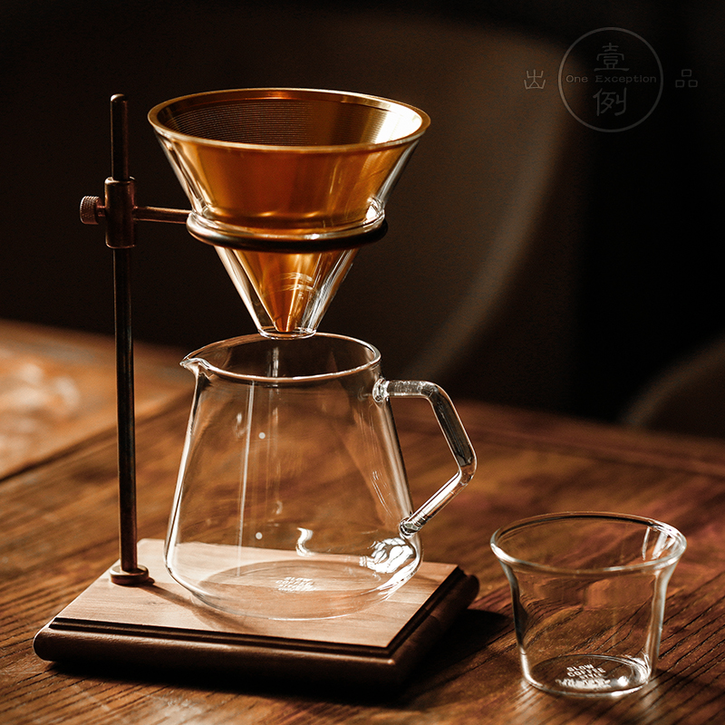 Japan imported KINTO new brass hand coffee stand metal filter glass sharing pot set