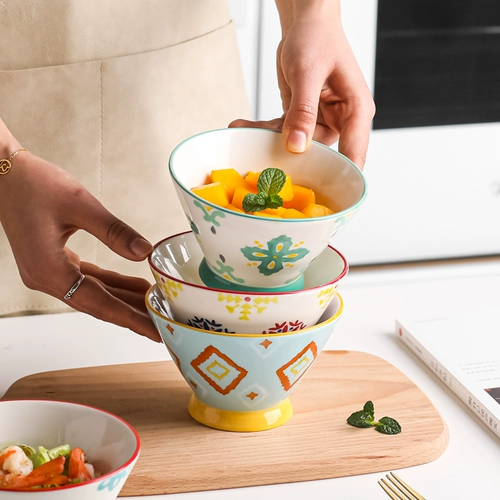 Кавашима дом японская керамическая миска в стиле керамическая миска с единственной красивой рисовой миской маленькая миска Симпатичная девочка Сердце Ковша Миска Высокая миска ноги