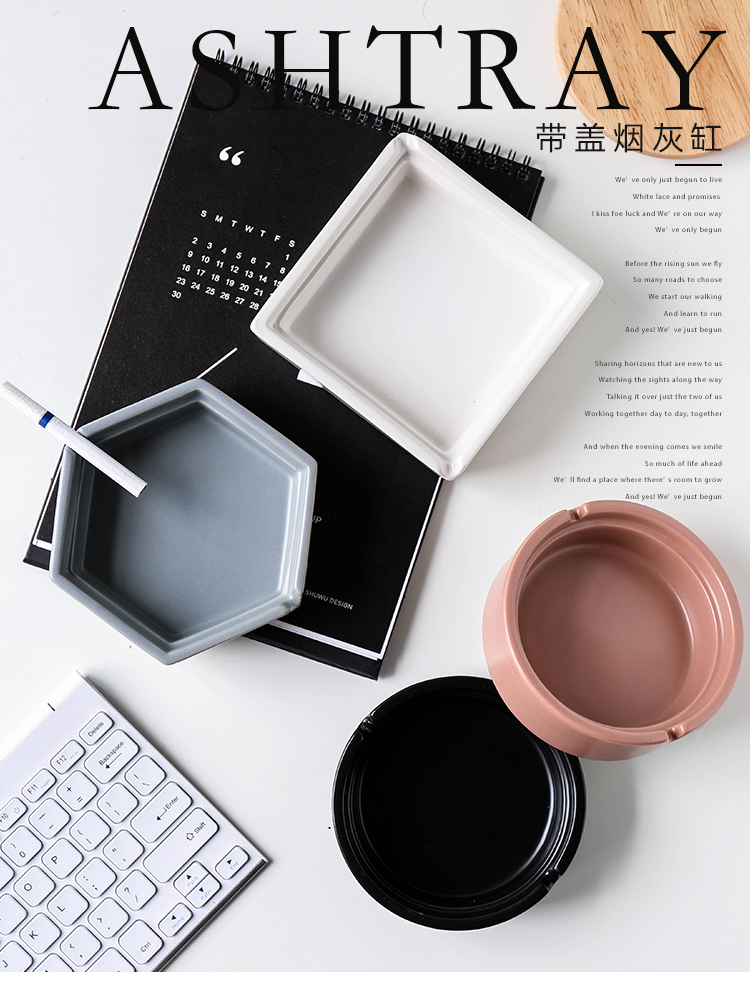 In northern sichuan ceramic ashtray multi - function with cover creative move trend In large home sitting room of fly ash