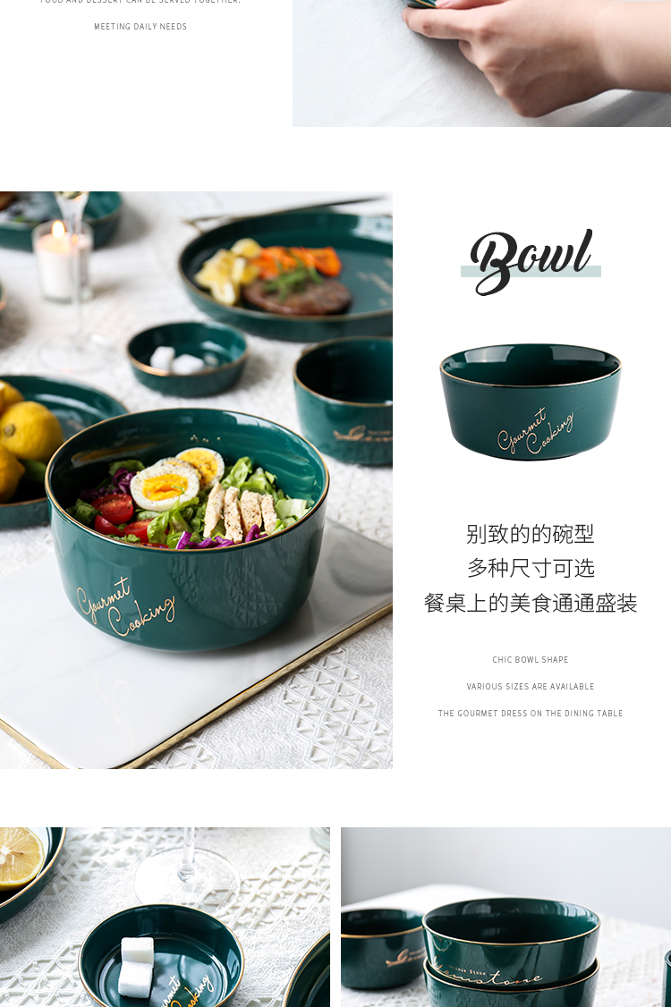 Island house in European style up phnom penh light key-2 luxury crockery bowl plate web celebrity bowl chopsticks dishes suit high - end household combination