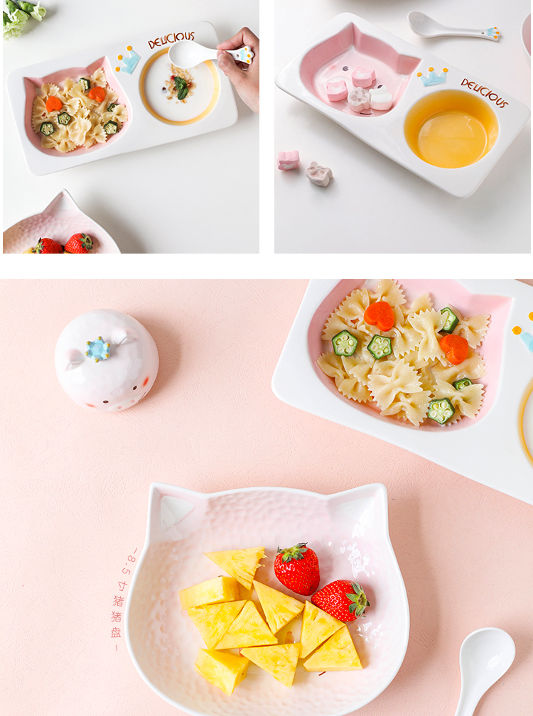 Sichuan in Japanese mercifully rainbow such as bowl with cover ceramic dormitory, lovely children creative household portioned dishes for dinner