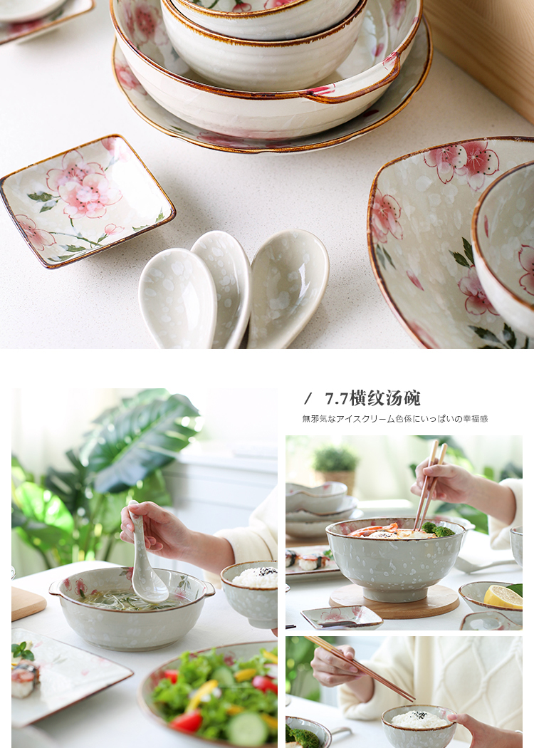 Island house in Japanese cherry blossom put tableware box to use sets dishes, household portfolio web celebrity bowl chopsticks dishes suit household