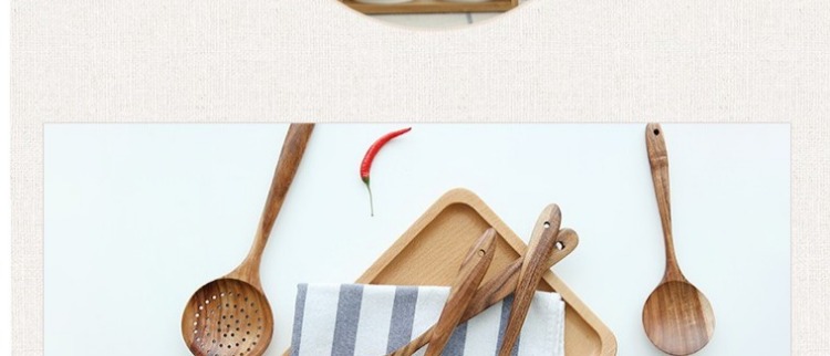 Xẻng gỗ không dính đặc biệt chịu nhiệt độ cao hộ gia đình nấu nồi xẻng gỗ chất lượng muỗng thìa chiên xào bếp đặt - Phòng bếp chảo inox chống dính