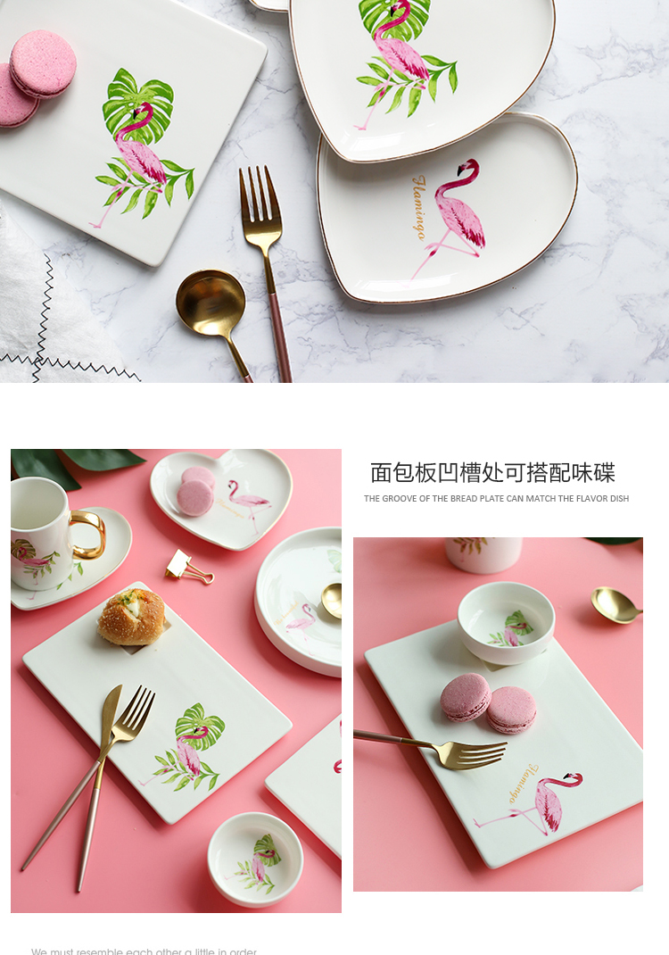 Island house flamingos ceramic plate in creative move household food dish plate all the bread for breakfast dish dishes