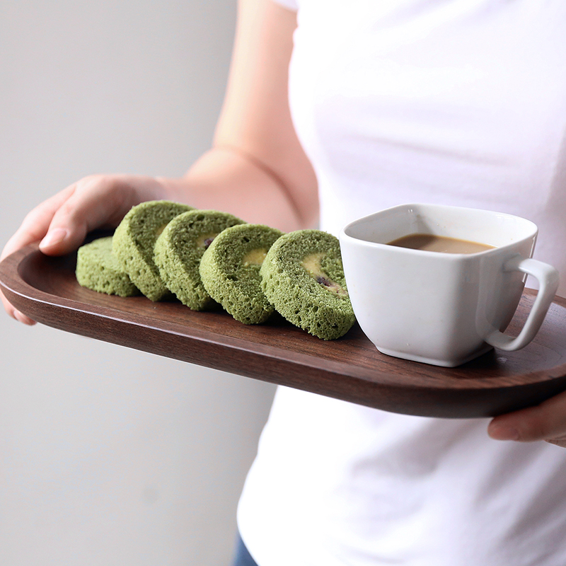 Sichuan tray was in a black walnut real wood, a rectangle home water glass tableware cup tray was Japanese wooden plate