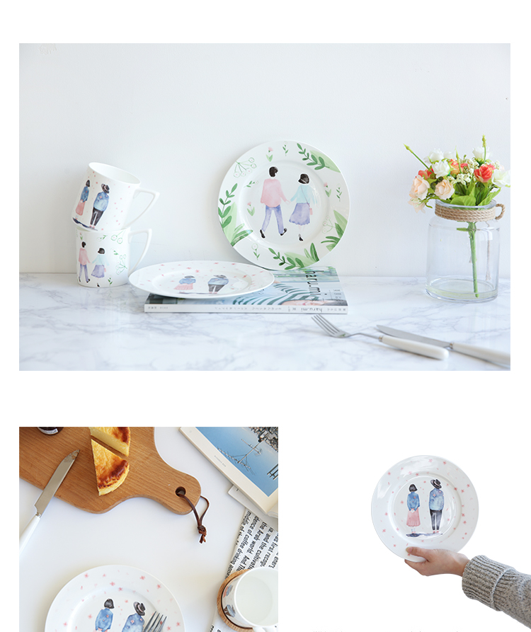 Sichuan in creative picking household food dish plate tableware ceramics western food steak plate breakfast plate glass mugs