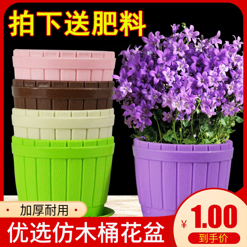 Special large wooden barrel plastic round plastic imitation ceramic species of flowers and vegetables Lotus small European style flower pots big delivery depository dish