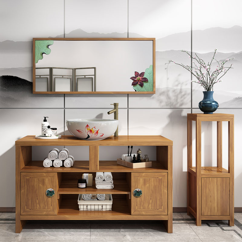 Chinese Light Lavish Bath Room Cabinet Imitation Ancient Art Wash Face Wash Basin Face Basin Combined Makeup Room Wash Table Bathroom Suit