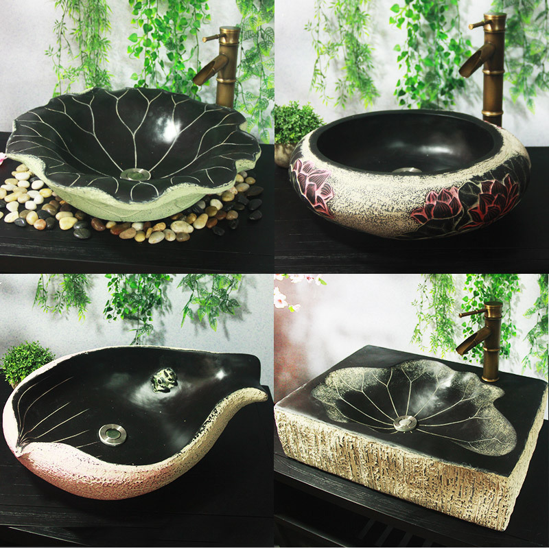 Creative Arts Washbasin Home Bathroom Antique Bathroom Rectangular Washbasin Washbasin Chinese Terrace Basin