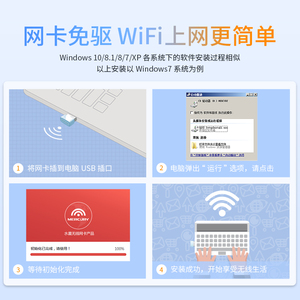 水星免驱动USB无线网卡台式机笔记本电脑主机发射随身wifi接收器千兆路由可用家用无线网络信号发射上网