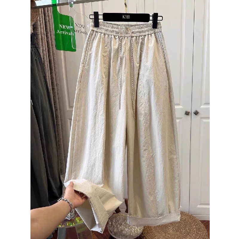 Summer 150kg Plus-Size Elastic Waist Slimming Wide-Leg Balloon Pants for Men and Women, Japanese Style Thin Scimitar Pants, Casual Trousers Summer 150kg Plus-Size Elastic Waist Slimming Wide-Leg Balloon Pants for Men and Women, Japanese Style Thin Scimitar Pants, Casual Trousers