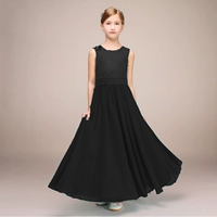 Đen ren mùa thu và mùa đông trẻ em hợp xướng ăn mặc guzheng biểu diễn sân khấu cello piano trang phục quần áo trẻ em cao cấp