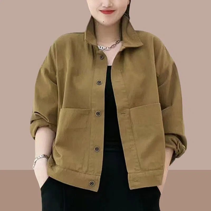 Women's Popular Jacket 2025 Spring and Autumn New Casual Solid Color Loose Slimming Versatile Outerwear Thin Trendy Top