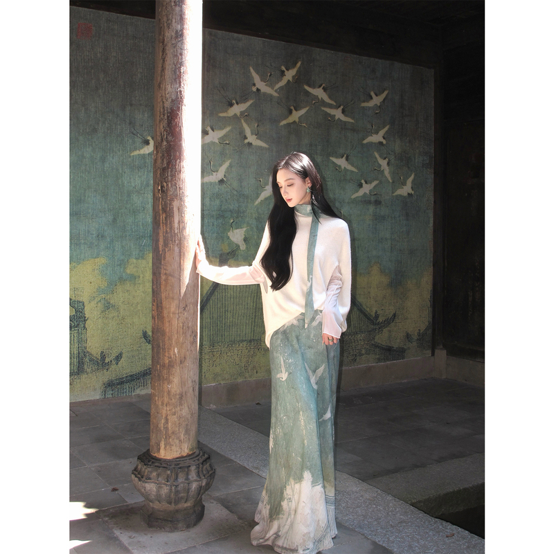 Youwei【Qingzhu Ruihe】White Knit Sweater Top Women's 2026 New Style Skirt Set Autumn Youwei【Qingzhu Ruihe】White Knit Sweater Top Women's 2026 New Style Skirt Set Autumn
