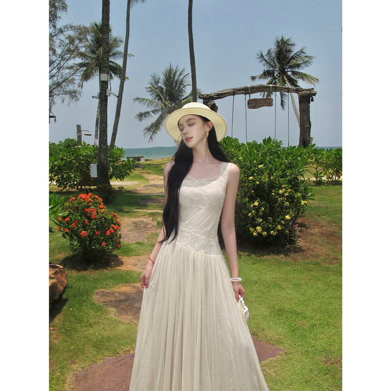 Youwei 2026 Stunning Dress for Women, New Summer White Spaghetti Strap Dress, Slimming Long Dress Youwei 2026 Stunning Dress for Women, New Summer White Spaghetti Strap Dress, Slimming Long Dress