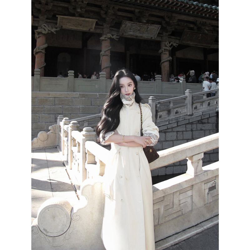 Youwei【Winter Season】White Trench Coat for Women 2026 New Style Loose Slimming Mid-Length Coat Youwei【Winter Season】White Trench Coat for Women 2026 New Style Loose Slimming Mid-Length Coat