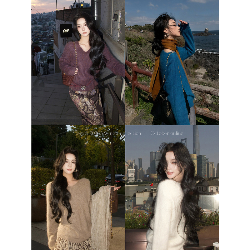 Youwei【Milk Foam Fluffy】Fuzzy Sweater for Women 2026 New Thick Soft Knitted Sweater for Women Autumn and Winter Youwei【Milk Foam Fluffy】Fuzzy Sweater for Women 2026 New Thick Soft Knitted Sweater for Women Autumn and Winter