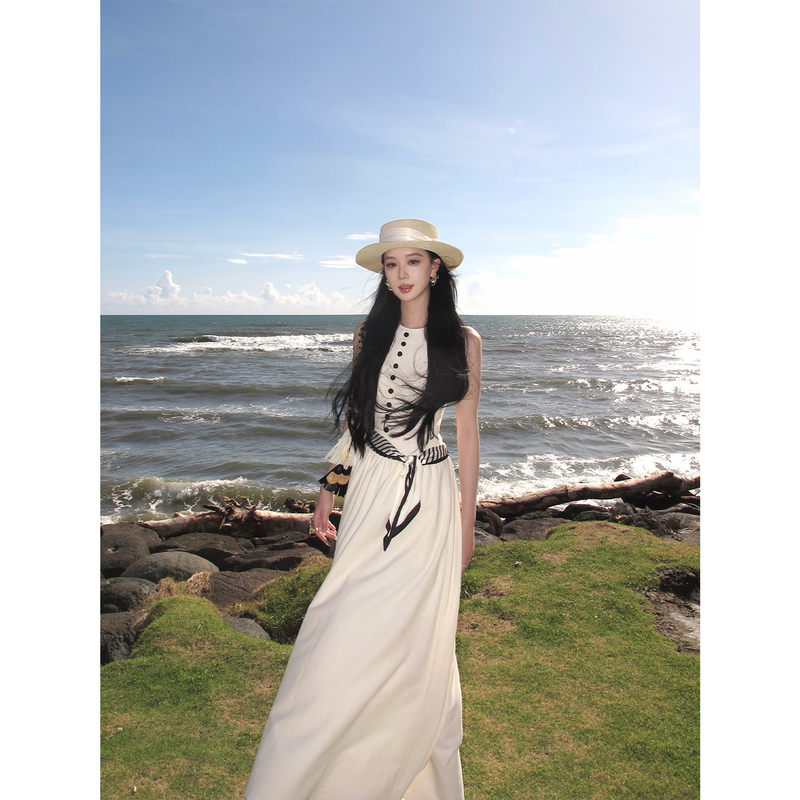 Youwei2026 Is a Very Beautiful Dress for Women, New Summer White Sleeveless Long Vacation Tank Dress