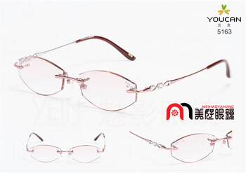 ແທ້ຈິງຂອງເກົາຫຼີ YOUCAN Yunke frameless edge-cut diamond myopia glass 5163 fashionable ladies craftsmanship