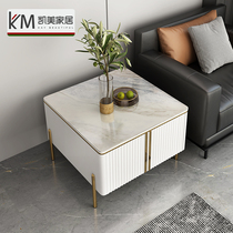 Light luxury light rock board side sofa corner cabinet tea cabinet storage small square table modern simple minimalism