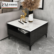 Simple modern side marble corner square small coffee table sofa minimalist side cabinet small apartment rock plate Square few