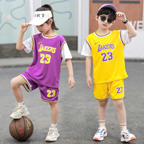 Childrens basketball suit set Boys and girls small medium and large childrens sports game training clothing Kindergarten jersey breathable