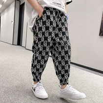 Boys anti-mosquito pants summer nine-point pants thin mid-size childrens summer boys drawstring casual pants 2021 new trend