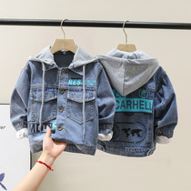 Childrens clothing 2021 spring boys denim jacket Childrens top Western style hooded childrens cardigan long sleeve spring and autumn clothing