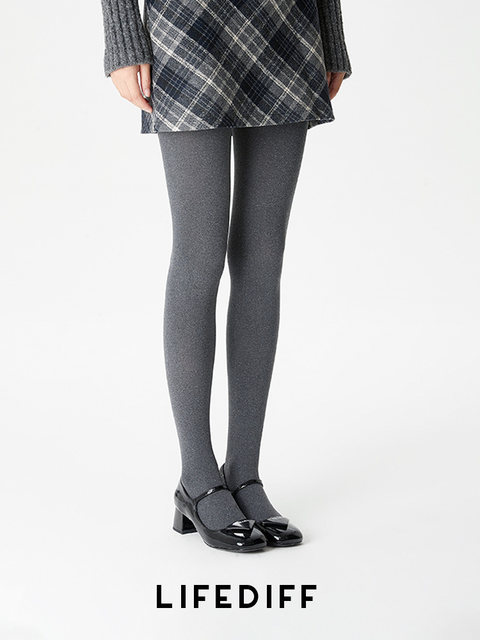 80D Semi-Sheer Seamless Crotch Leggings for Women, Spring, Autumn, and Winter, High-Waisted Gray Tights, Slight Compression, Slimming Leggings