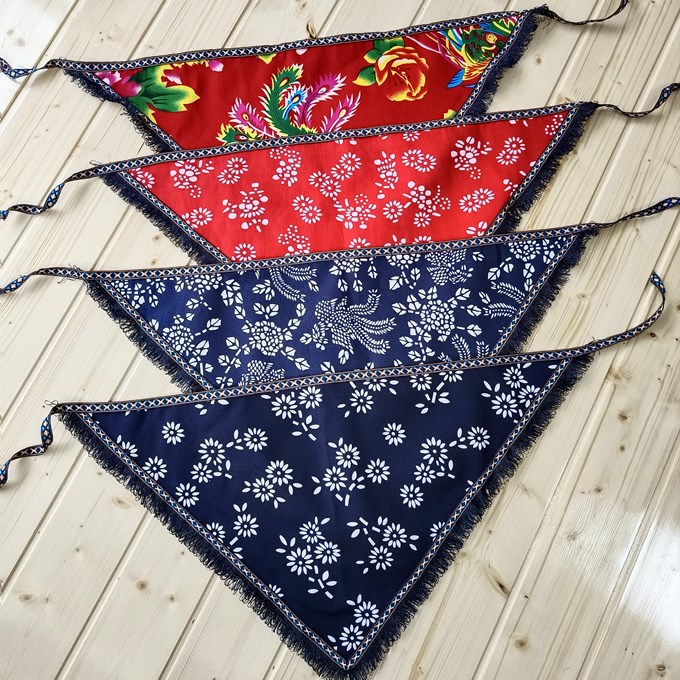 Ethnic Wind Break Flowers Headscarf Jiangnan Blue Printed Cloth Leisure Farm With Tea Female Head Accessories Northeast Grand Flower Square Dance Headscarf