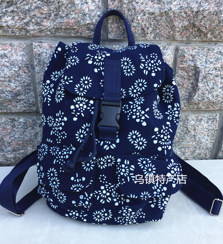 Wuzhen specialty manual blue print cloth shoulder bag bag bag bag tour pack